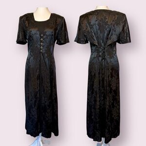 Vintage Olivia Rose Whimsygoth 80’s Black Long Dress Corset Lace Up Size 12